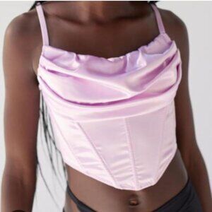 URBAN OUTFITTERS SILK PURPLE LILAC CORSET SUMMER DRAPE TOP - SMALL